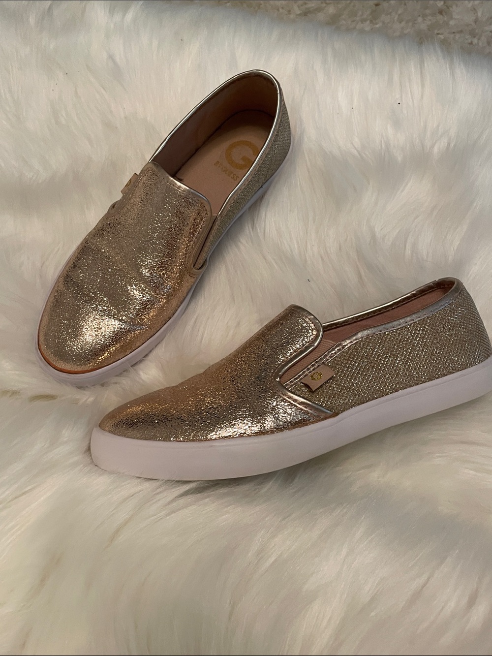 G by Guess - Metallic Rose Gold Leather Slip-On Sneakers - EU39